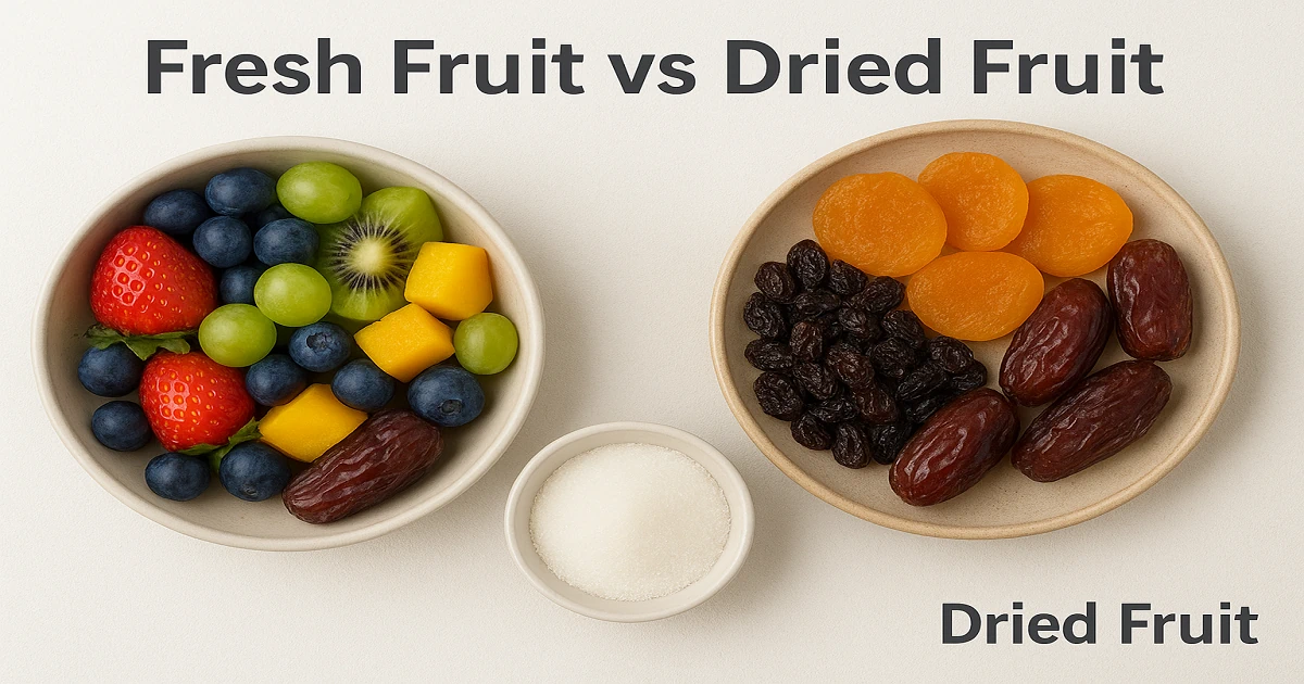 Fresh fruits and dried fruits offering unique benefits for wellbeing