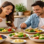 A balanced meal with vegetables, grains, and protein for daily healthy eating habits