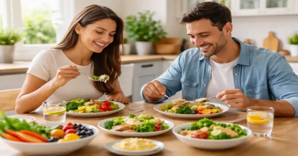 A balanced meal with vegetables, grains, and protein for daily healthy eating habits