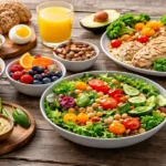 Balanced everyday food choices showing variety without strict rules or labels